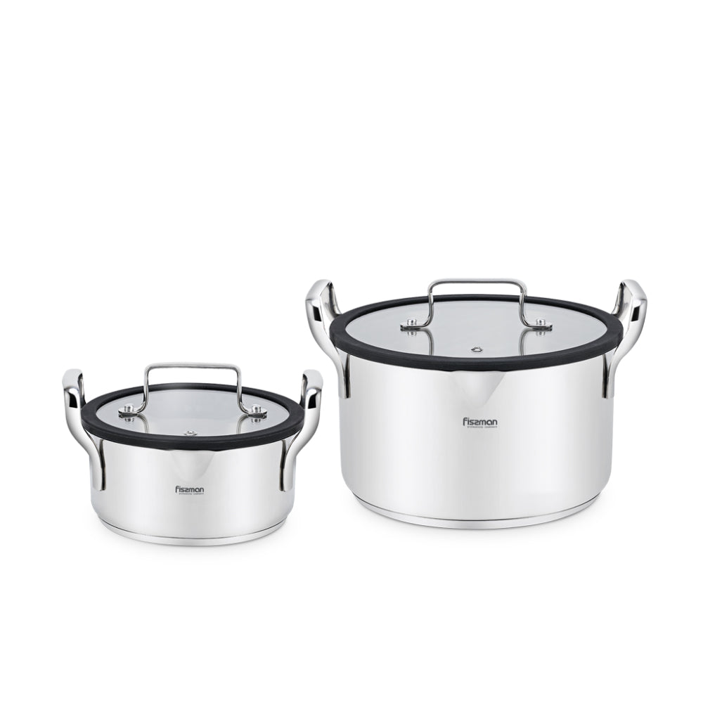 Fissman 4-Piece Cookware Fabia Series (Pots: 2.5 l / 18 cm; 6.2 l / 24 cm; lids 18 / 24 cm)