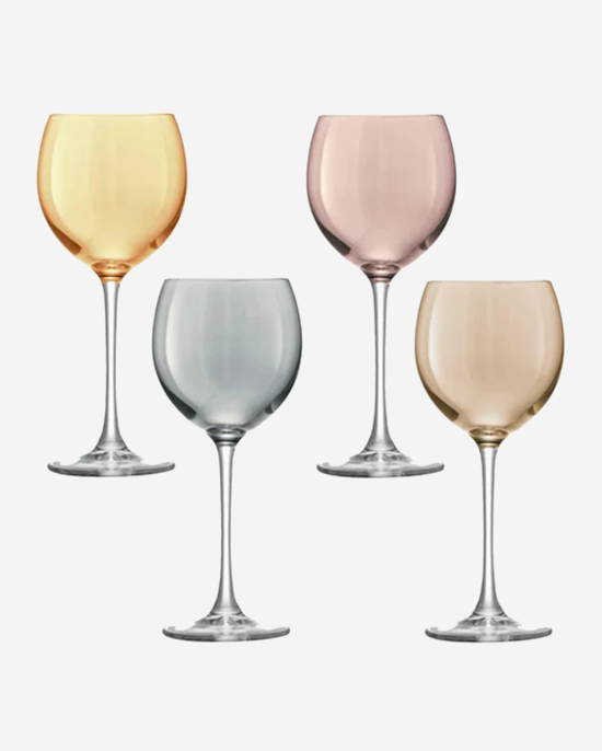 LSA Polka Wine Glass 400ml Metallics Assorted x4
