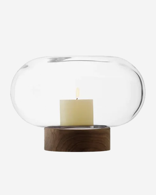 LSA Clear Walnut Oblate Vase Lantern H19.5cm