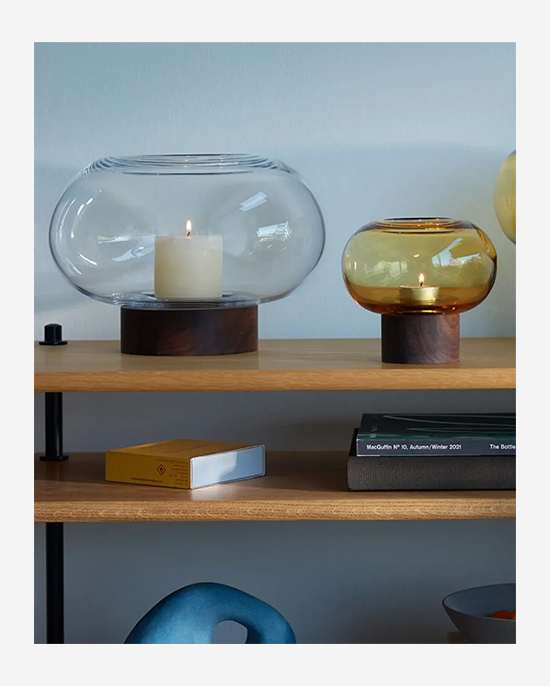 LSA Amber Walnut Oblate Vase H13.5cm