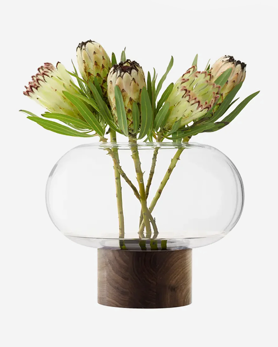 فانوس مزهرية LSA Clear Walnut Oblate بارتفاع 28 سم