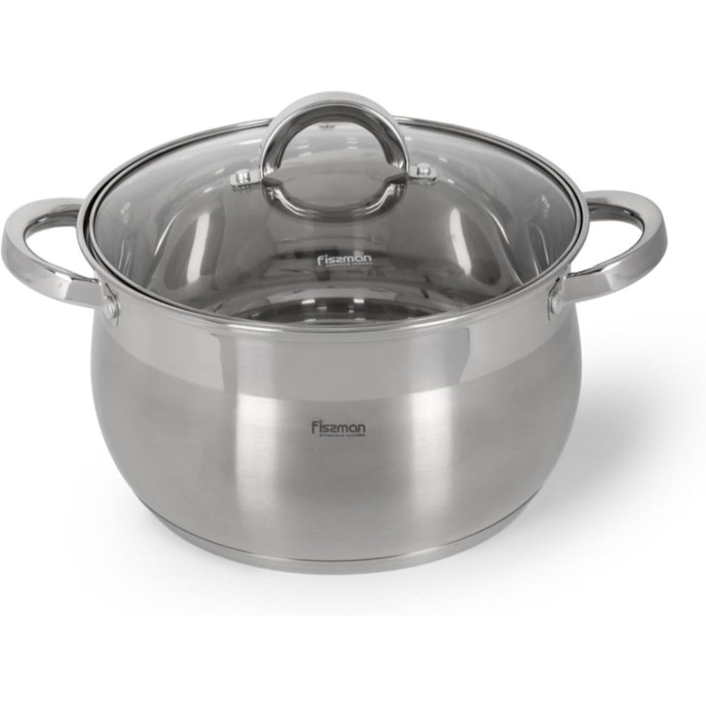 Fissman Stockpot Felina 24cm/6.5LTR With Glass Lid Stainless Steel