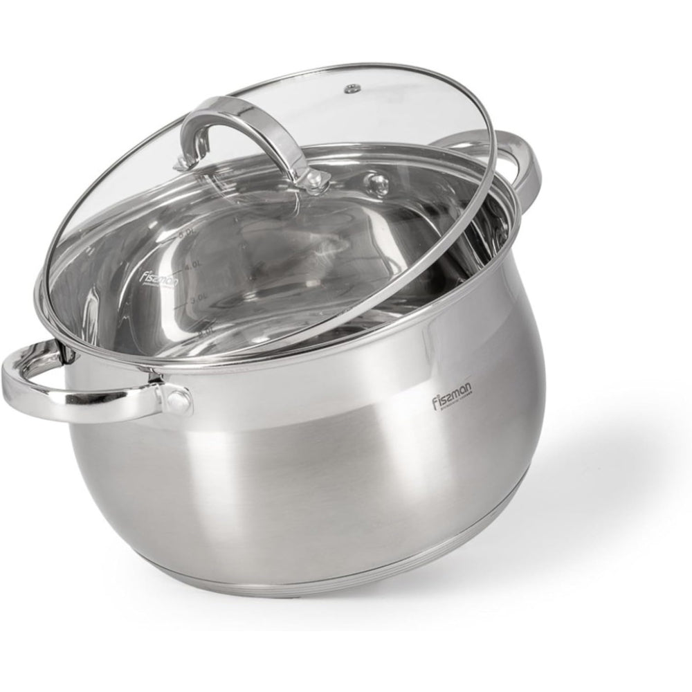 قدر فيسمان فيلينا 24 سم/6.5 لتر مع غطاء زجاجي من الفولاذ المقاوم للصدأ