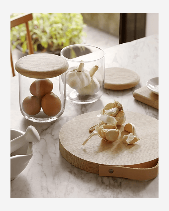 وعاء LSA Clear Dine بغطاء من خشب البلوط 12.5 سم ارتفاع 14 سم