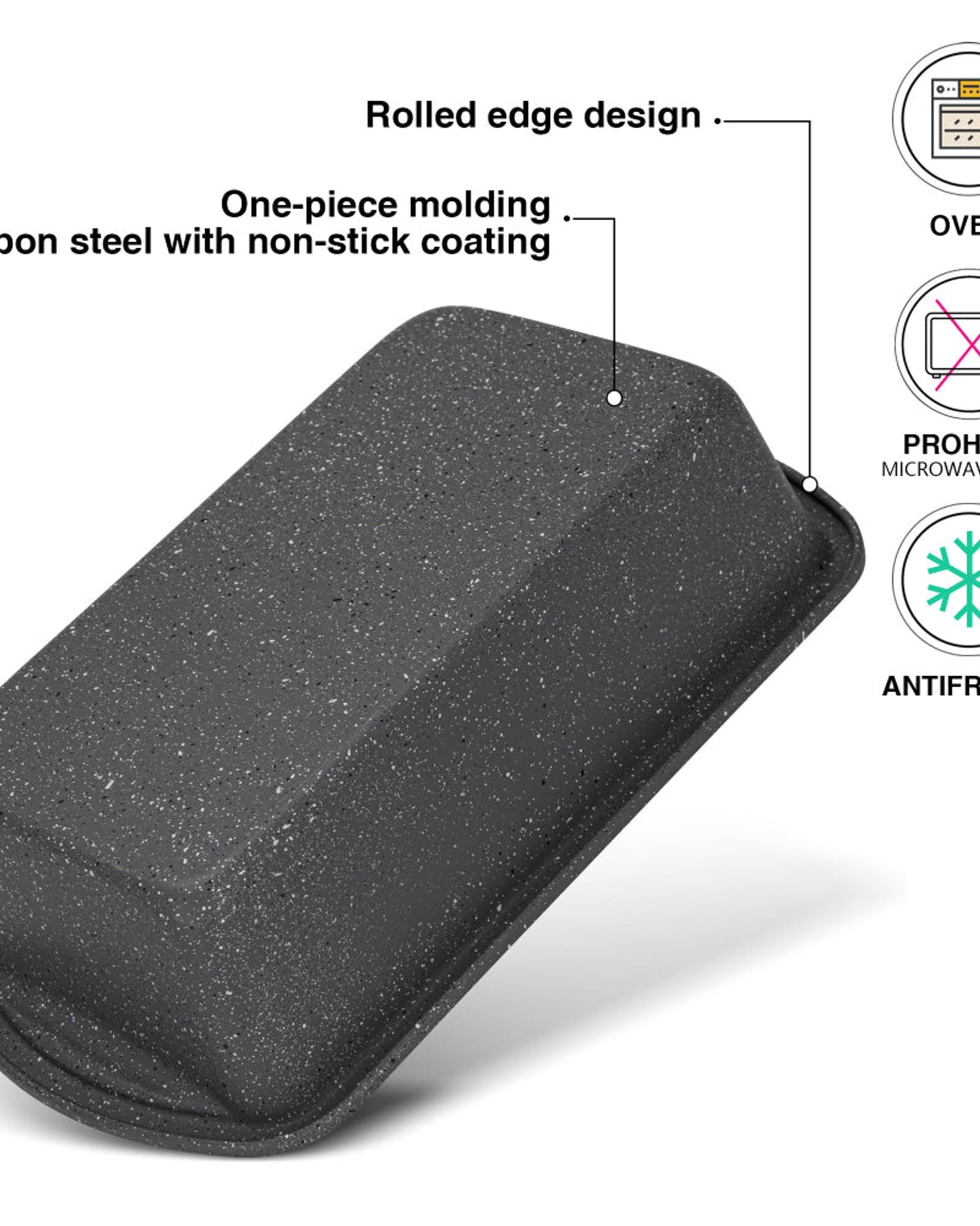 قالب خبز فيسمان 28 سم مصنوع من الفولاذ الكربوني مع طبقة غير لاصقة