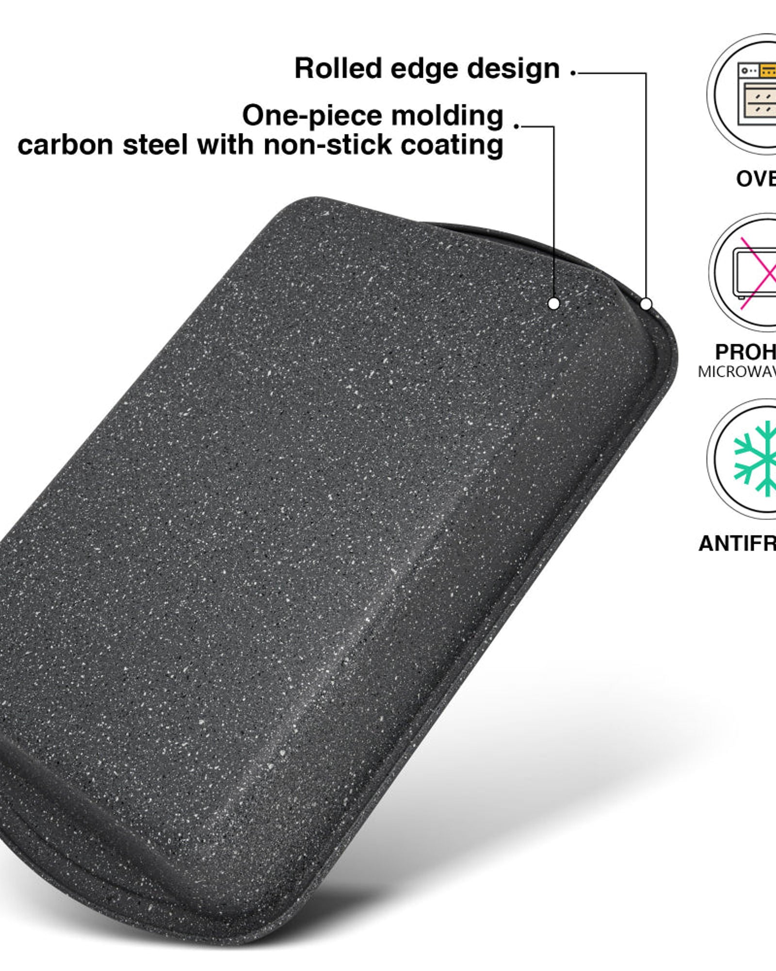 شواية فيسمان 38 سم من الفولاذ الكربوني مع طلاء غير لاصق