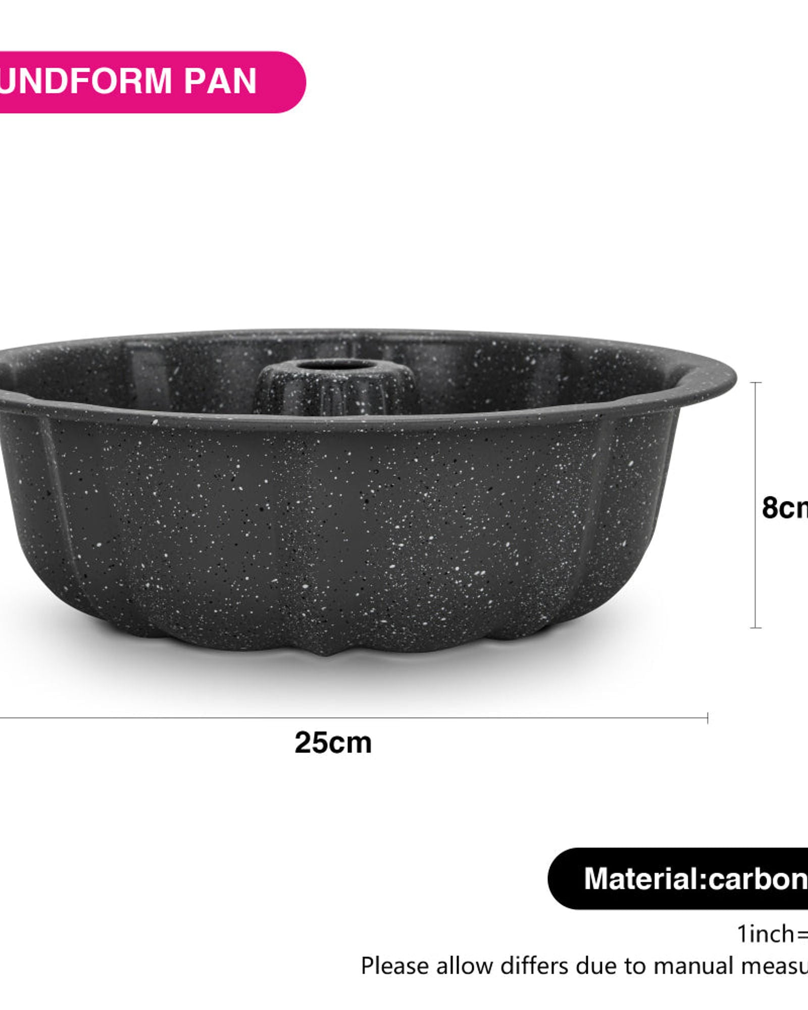 صينية فيسمان بوندفورم 25 سم مصنوعة من الفولاذ الكربوني مع طبقة غير لاصقة