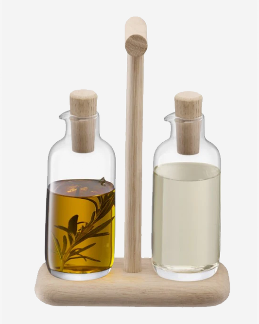 LSA Clear Dine Oil & Vinegar Set with Oak Stand