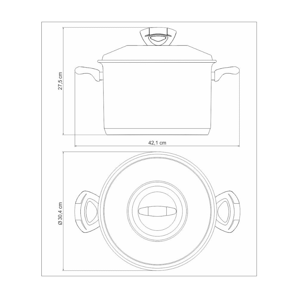 ترامونتينا منذ عام 1911، صنع في البرازيل، قدر طهي من الفولاذ المقاوم للصدأ يعمل بالطاقة الشمسية مع غطاء ومقابض وقاعدة ثلاثية الطبقات، 28 سم، 11.9 لتر