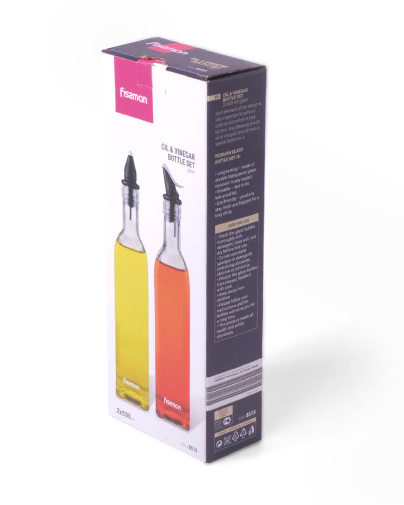 موزع فيسمان لسكب الزيت والخل في زجاجات زجاجية مكونة من قطعتين