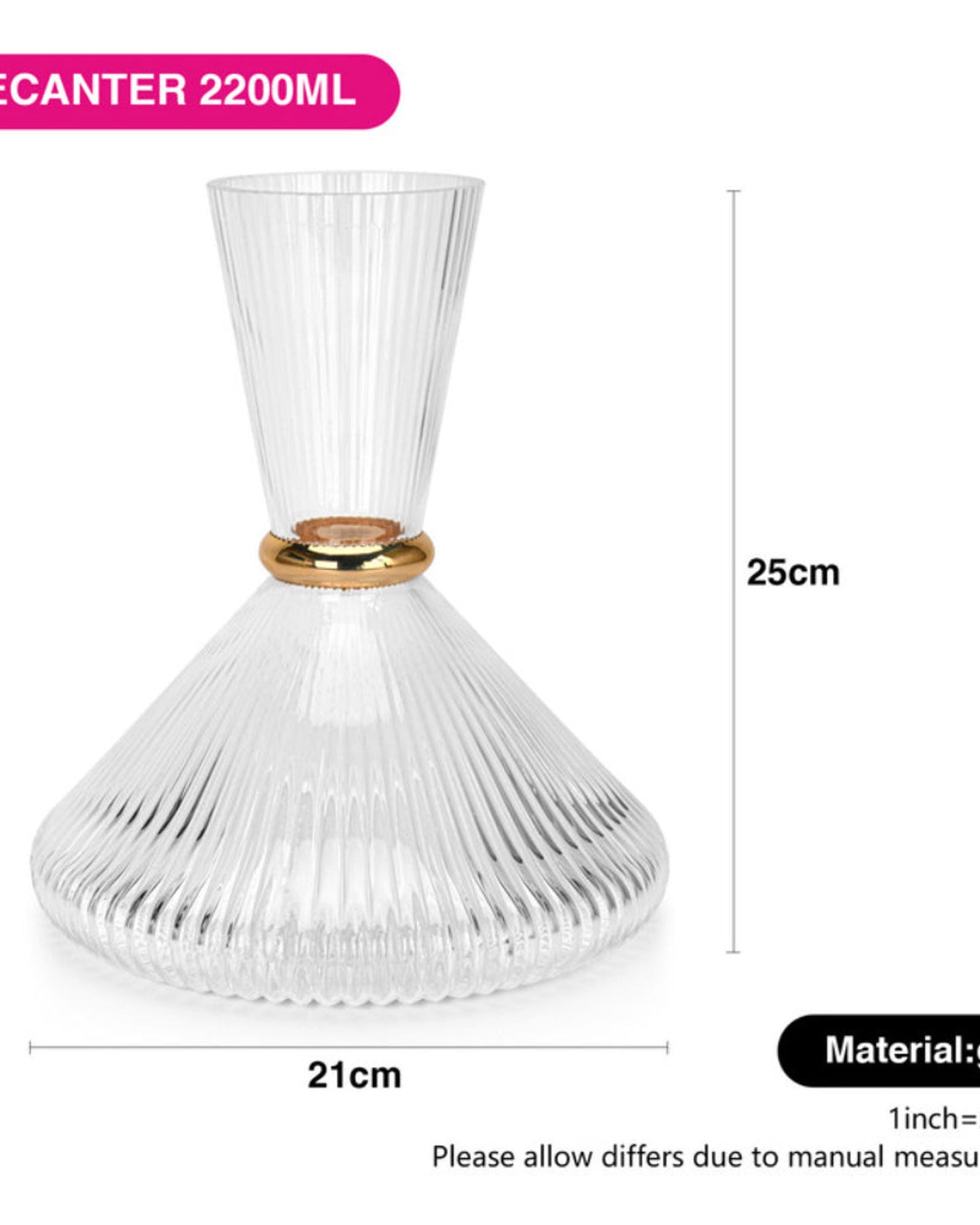 ديكانتر فيسمان زجاجي سعة 2200 مل