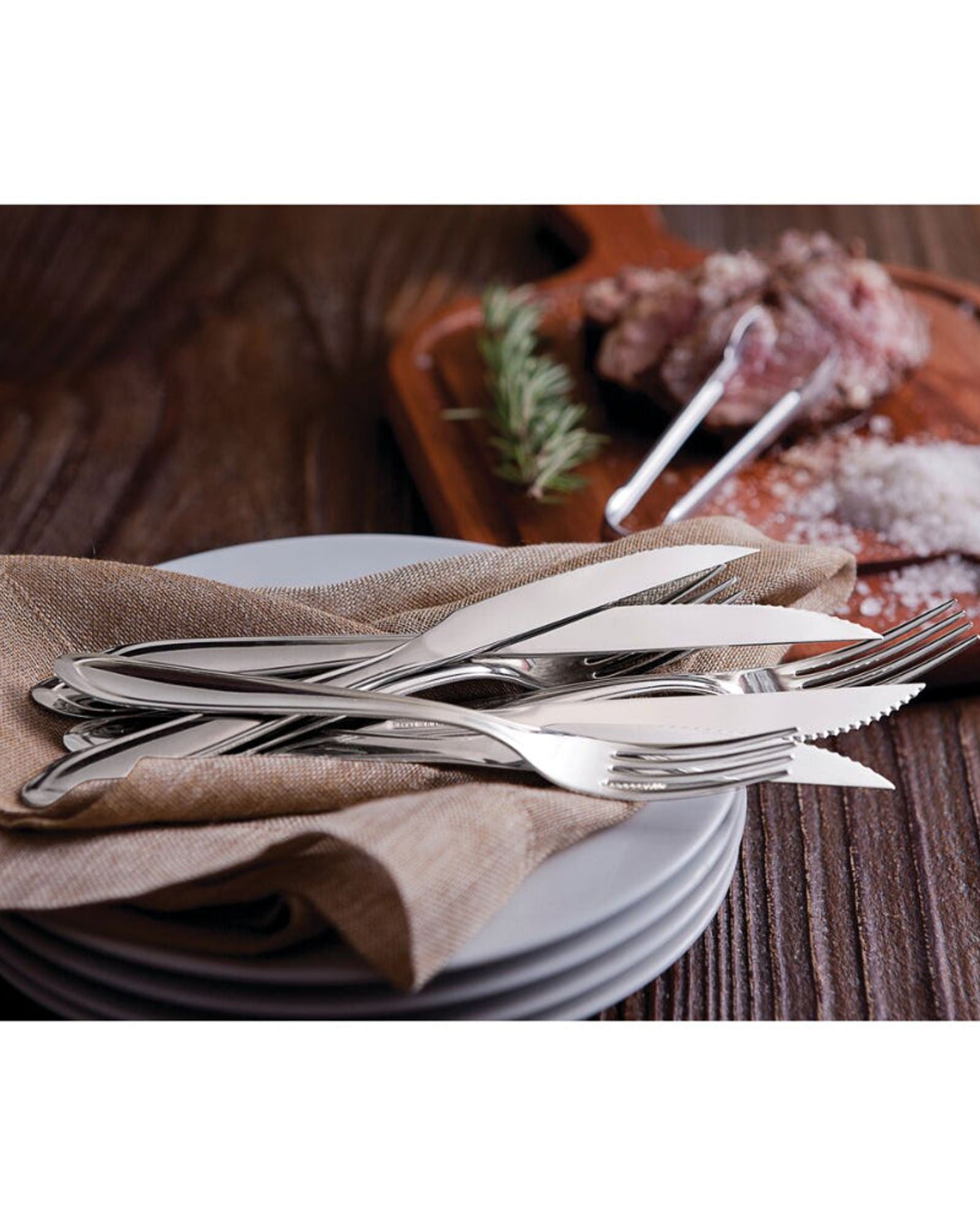 ترامونتينا، منذ عام ١٩١١، صُنع في البرازيل، طقم أدوات مائدة من الفولاذ المقاوم للصدأ، ١٦ قطعة