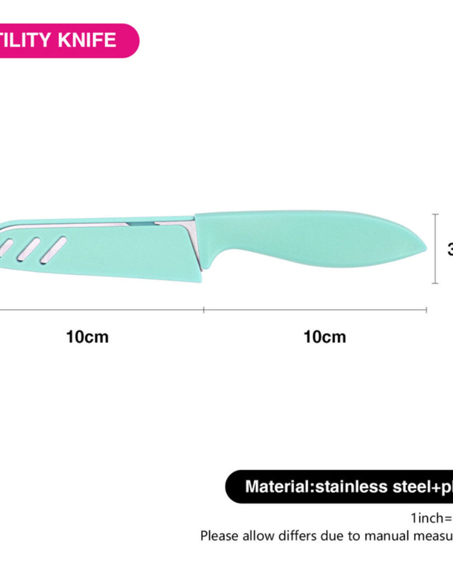 سكين فيسمان متعدد الاستخدامات للخضراوات والفواكه مع غمد أزرق وأخضر 21 سم