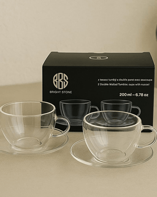 B&S كوب زجاجي جداري مزدوج 120 مل