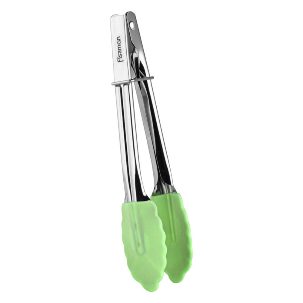 Fissman Stainless Steel with Silicone Kitchen Tongs Green/Silver 17cm