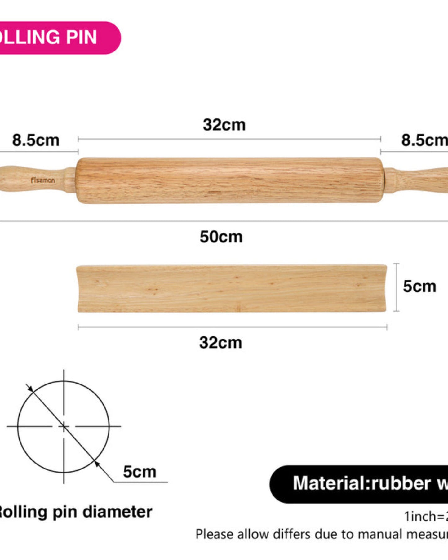 حامل مطاطي لعصا فرد العجين من فيسمان بطول 50 سم