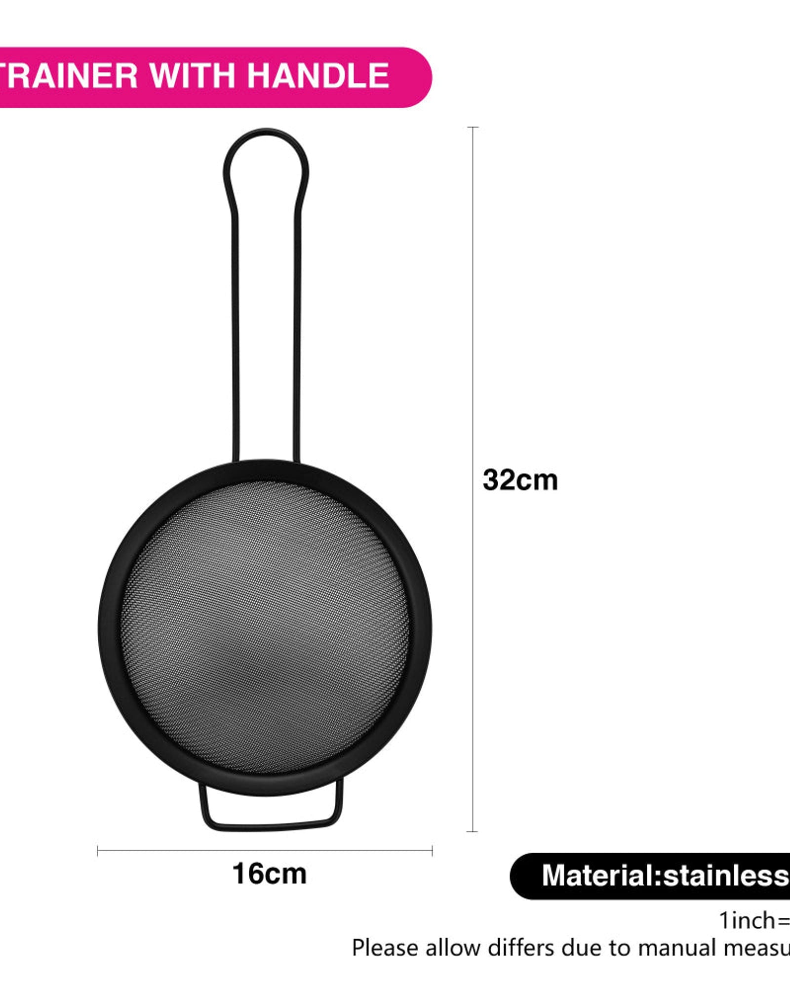 مصفاة فيسمان ذات شبكة دقيقة مقاس 16 سم مع مقبض