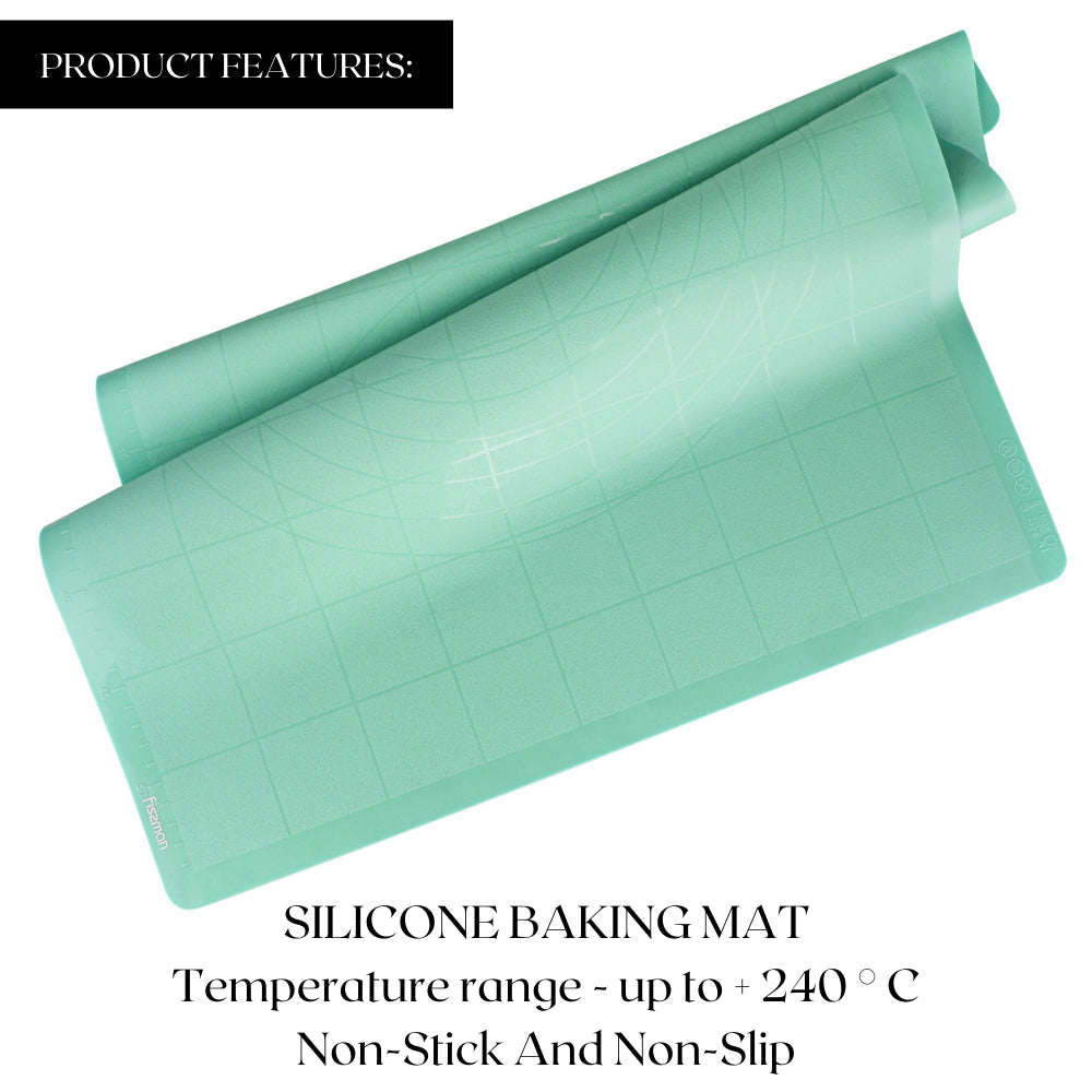 حصيرة فيسمان سيليكون للخبز والعجن، لون أخضر نعناعي، 57×47 سم