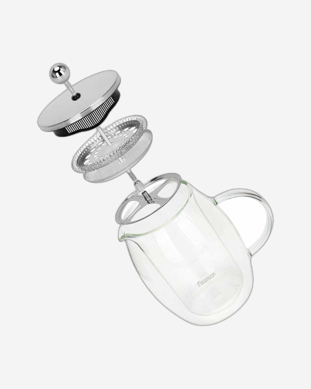 ماكينة تحضير القهوة الفرنسية فيسمان مزدوجة الجدار، مصنوعة من زجاج البورسليكات، 600 مل، لون أسود