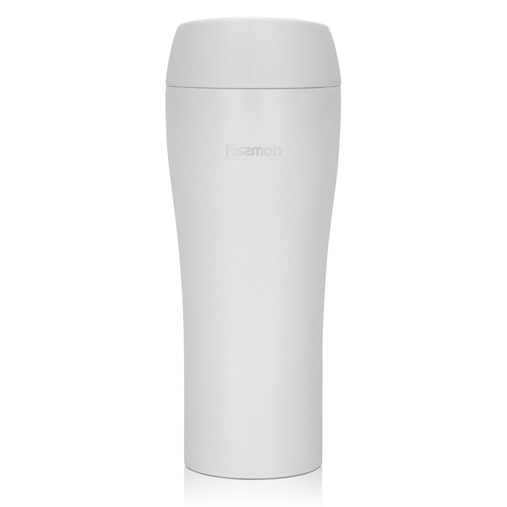 Fissman Double Wall Vacuum Travel Mug 420ml, Color White Stainless Steel
