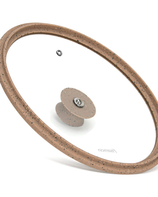 غطاء زجاجي من فيسمان، مقاس 24 سم، مع حافة سيليكون رخامية، لون بني