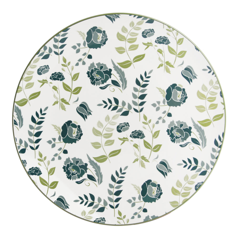 طقم عشاء نوح من البورسلين الضحل، ١٢ قطعة، أخضر، (٤ أطباق عشاء، ٤ أطباق جانبية، ٤ أوعية صغيرة)