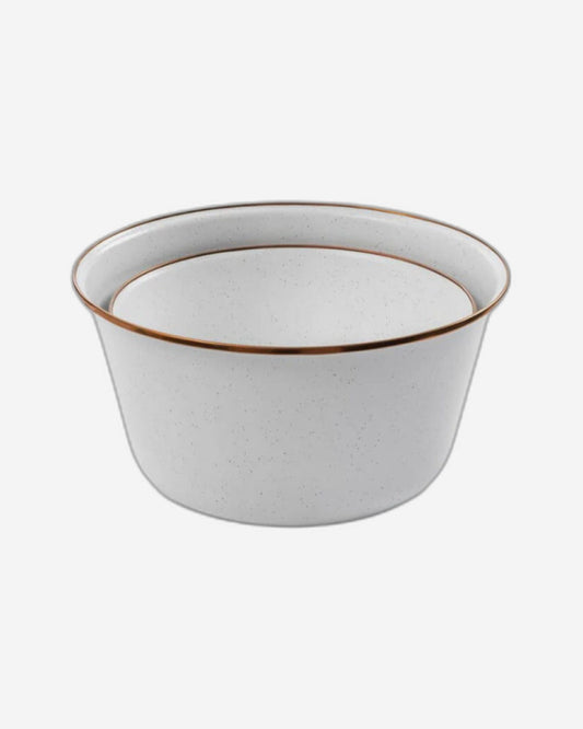 BareBones - مجموعة أوعية خلط من المينا مكونة من قطعتين على شكل قشر بيض