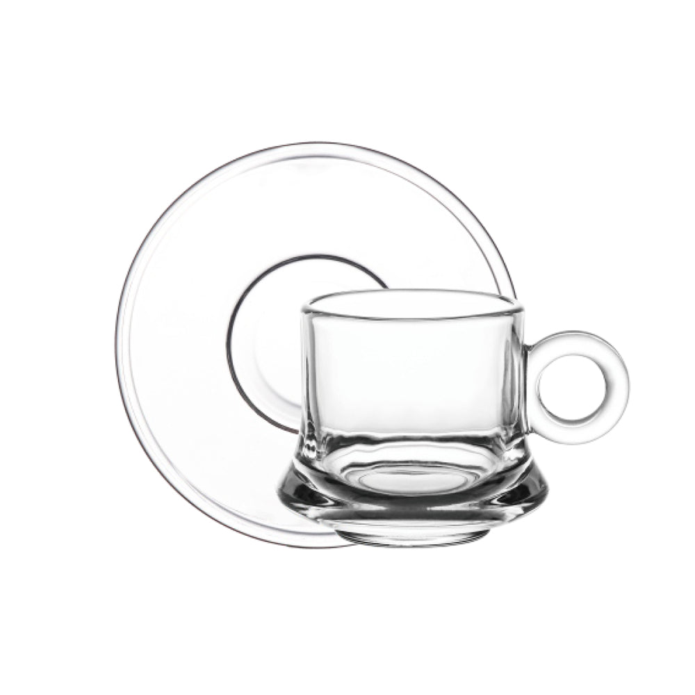 Doyalex Glass Tea Cup & Saucer Set - 190ml, 12-Pieces, Transparent