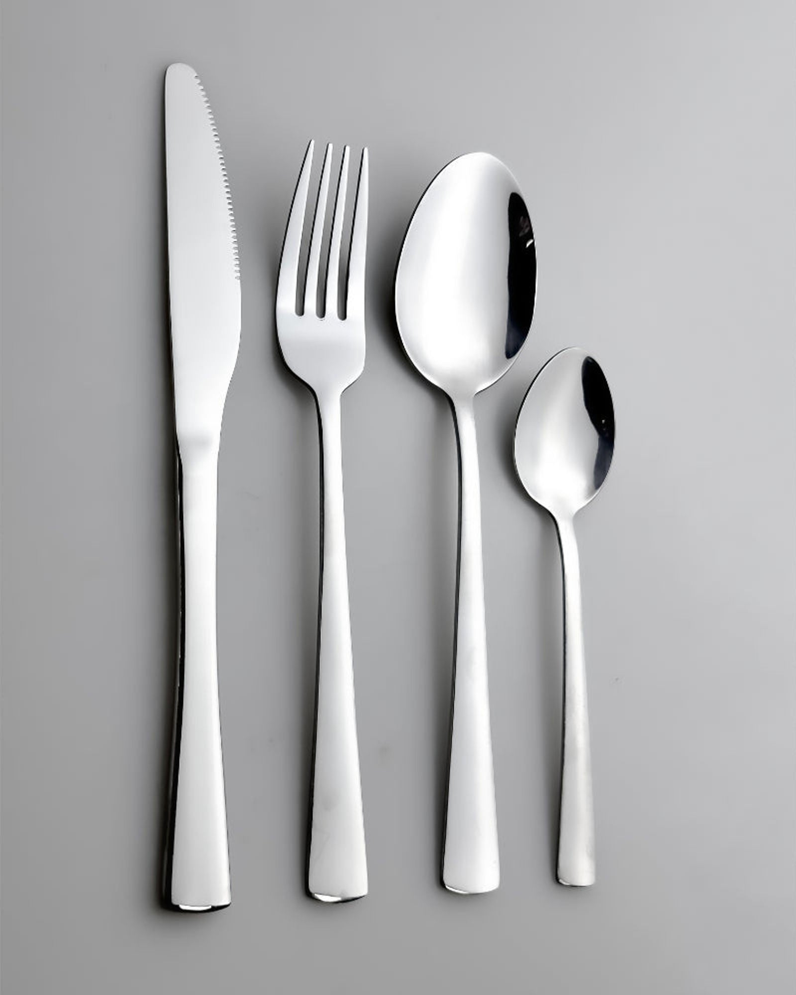 مجموعة أدوات مائدة من الفولاذ المقاوم للصدأ من كويزين آرت تشولي، 16 قطعة، فضية