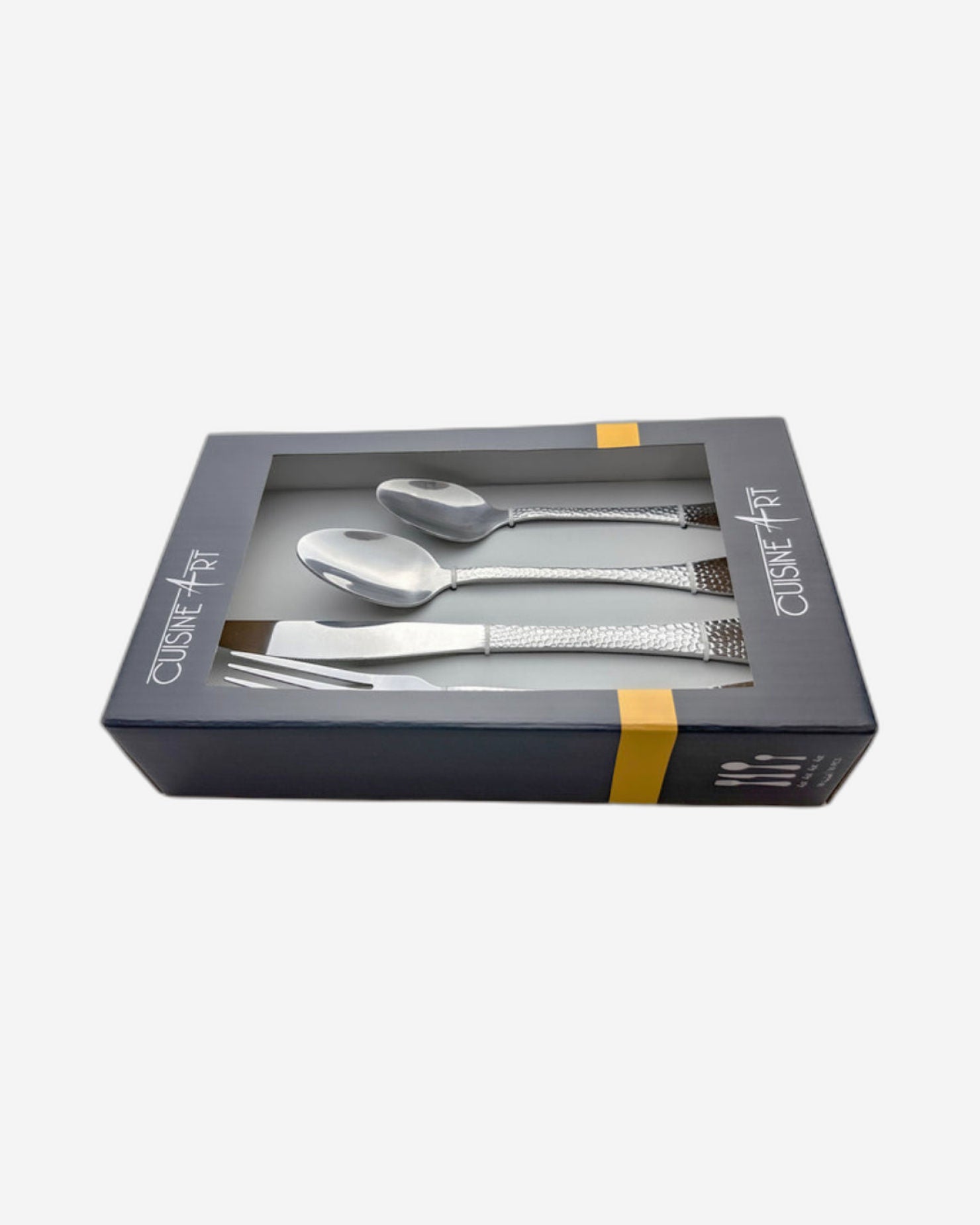 مجموعة أدوات مائدة كايل من الفولاذ المقاوم للصدأ من كويزين آرت، مكونة من 16 قطعة، باللون الفضي