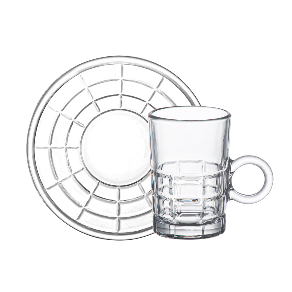 Doyalex Glass Istikan Tea Cup & Saucer Set - 120ml, 12 Pieces, Transparent (CS-158B)