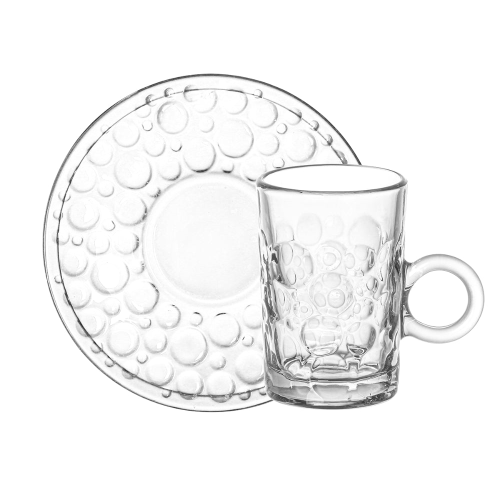 Doyalex Glass Istikan Tea Cup & Saucer Set - 120ml, 12 Pieces, Transparent (CS-158C)