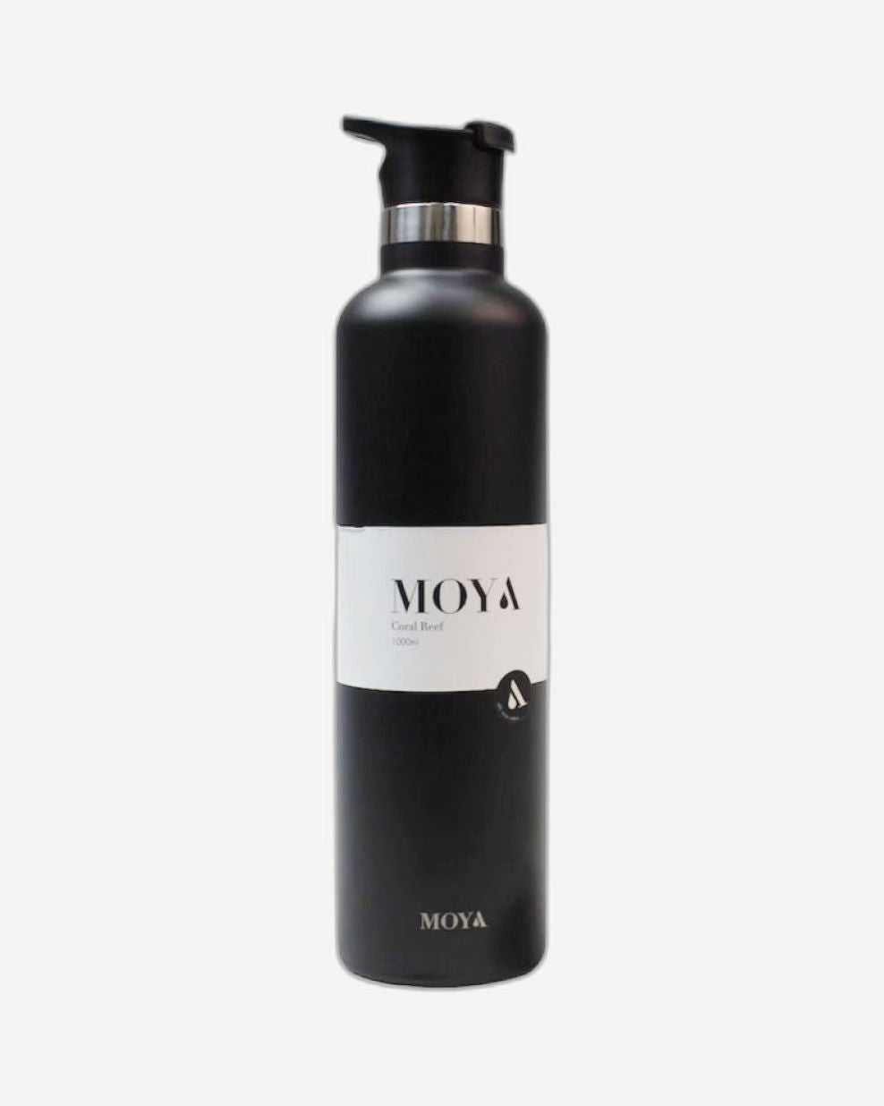 زجاجة مياه مويا "كورال ريف" المعزولة والمستدامة، سعة لتر واحد، باللون الأسود