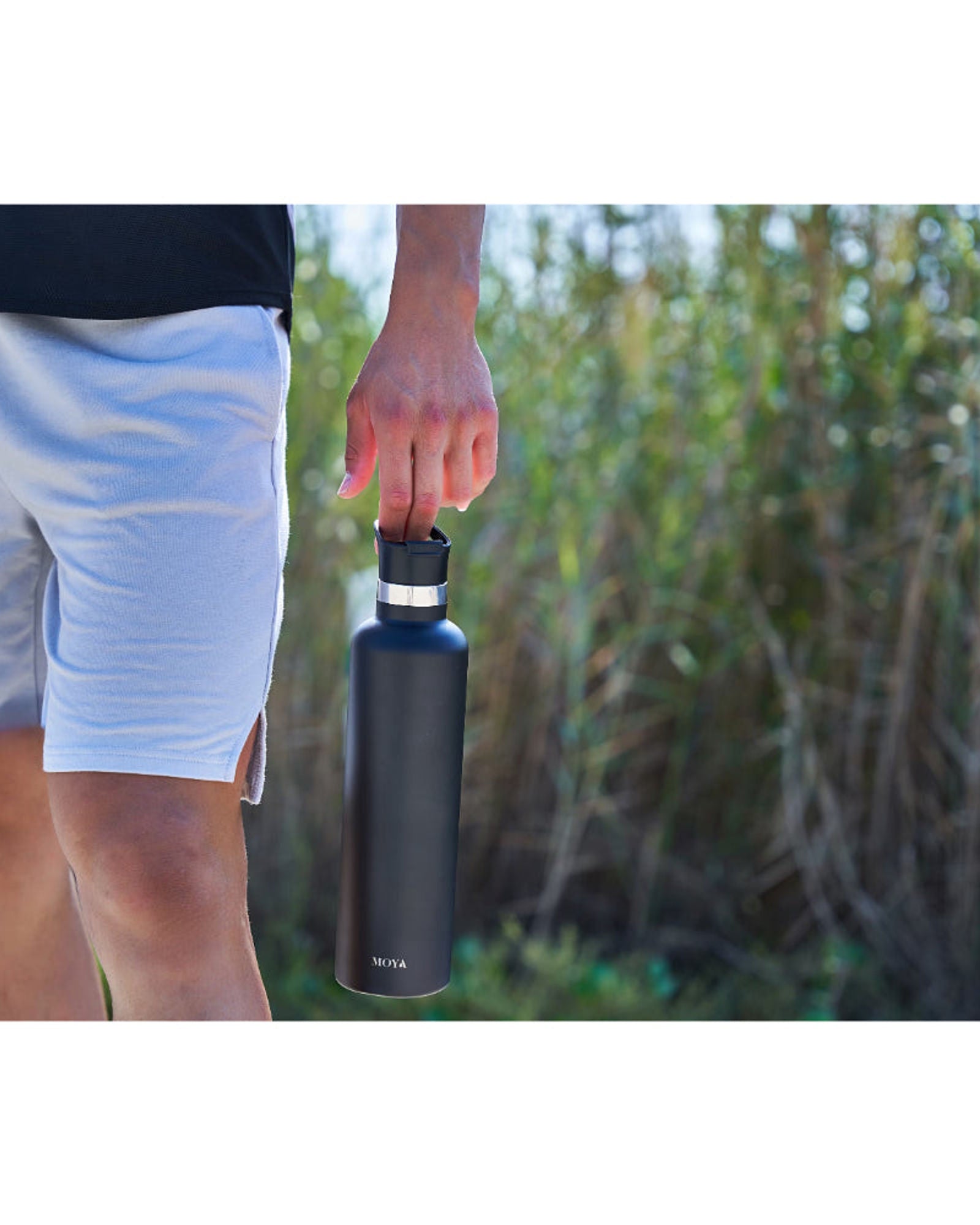 زجاجة مياه مويا "كورال ريف" المعزولة والمستدامة، سعة لتر واحد، باللون الأسود