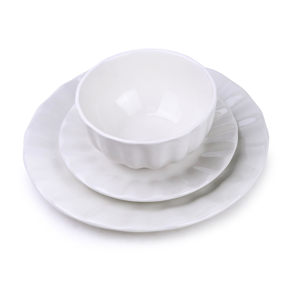 طقم عشاء سوزي من كوزين آرت، ١٢ قطعة، مطلي بالزجاج - كريمي