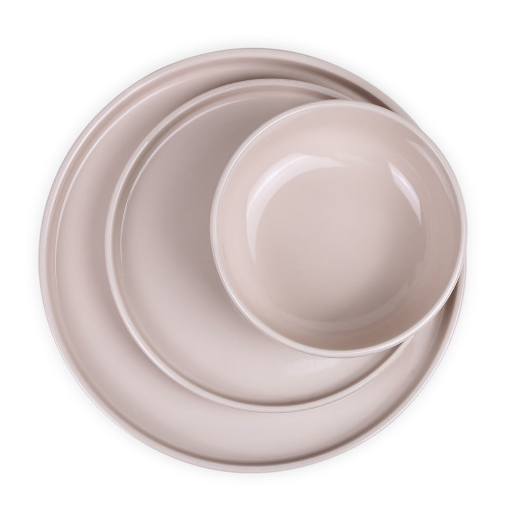 طقم عشاء مزجج من كوزين آرت، 12 قطعة - كريمي