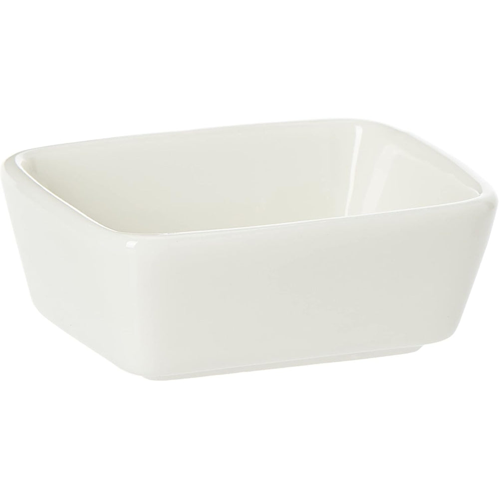 طقم تقديم توابل من البورسلين الضحل، مكون من 3 أطباق مع طبق طويل، أبيض - طقم تقديم أنيق للصلصات والتوابل والمزيد