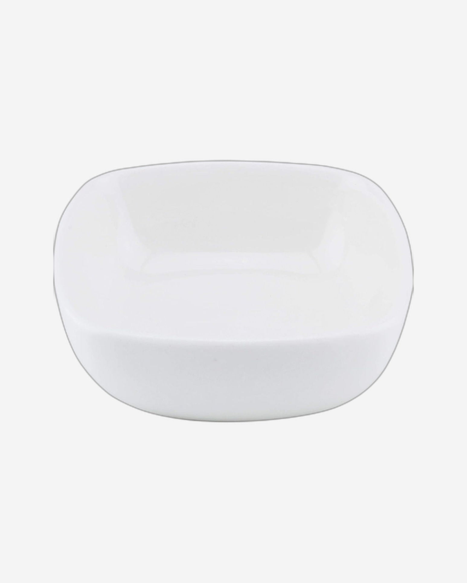 أوعية خزفية ضحلة مع صينية ومقبض من الخيزران، أبيض/بني، 4 قطع