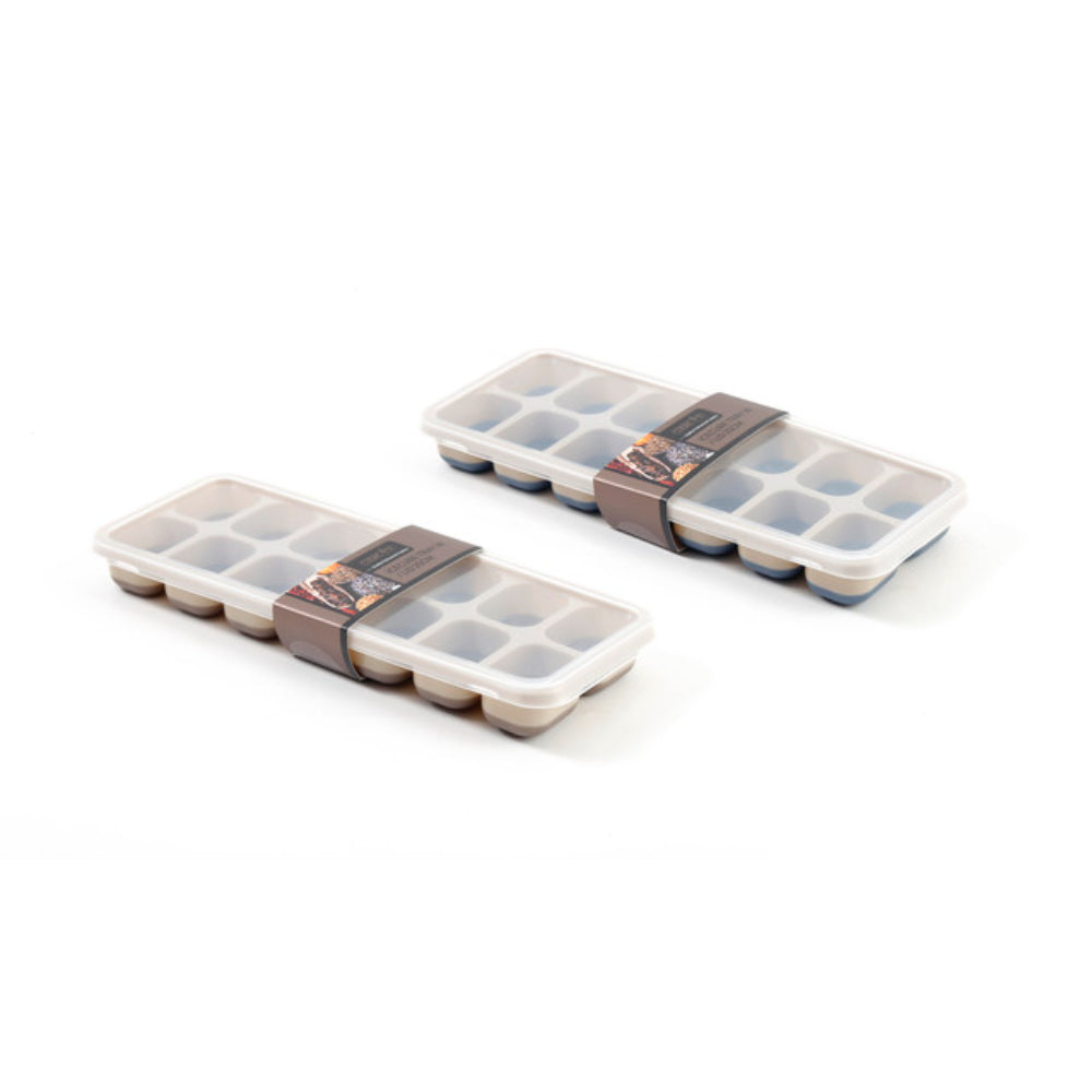 Cuisine Art Thermoplastic Rubber (TPR) and Polypropylene Ice Cube Tray with Lid, 25cm (Set of 2)
