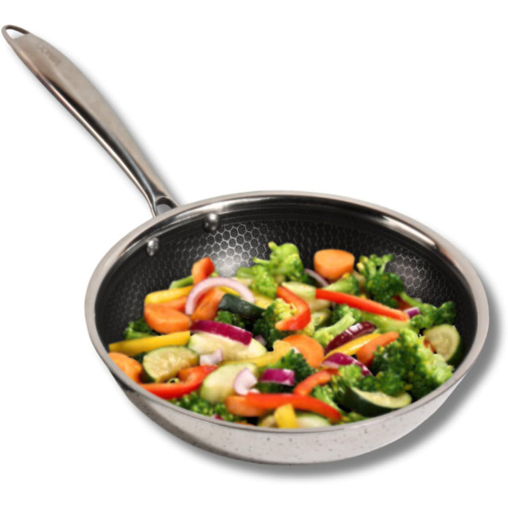 Vinod Platinum Triply Stainless Steel SAS Pro Fry Pan - 20 cm, Silver (Induction Friendly)
