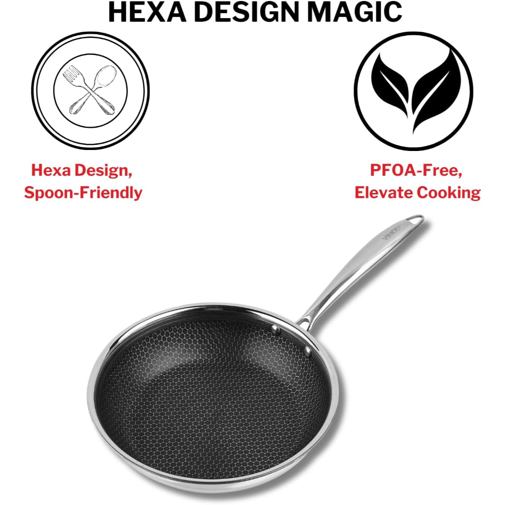 مقلاة فينود بلاتينيوم تريبلي من الفولاذ المقاوم للصدأ SAS Pro - 20 سم، فضي (مناسبة للطهي بالحث)