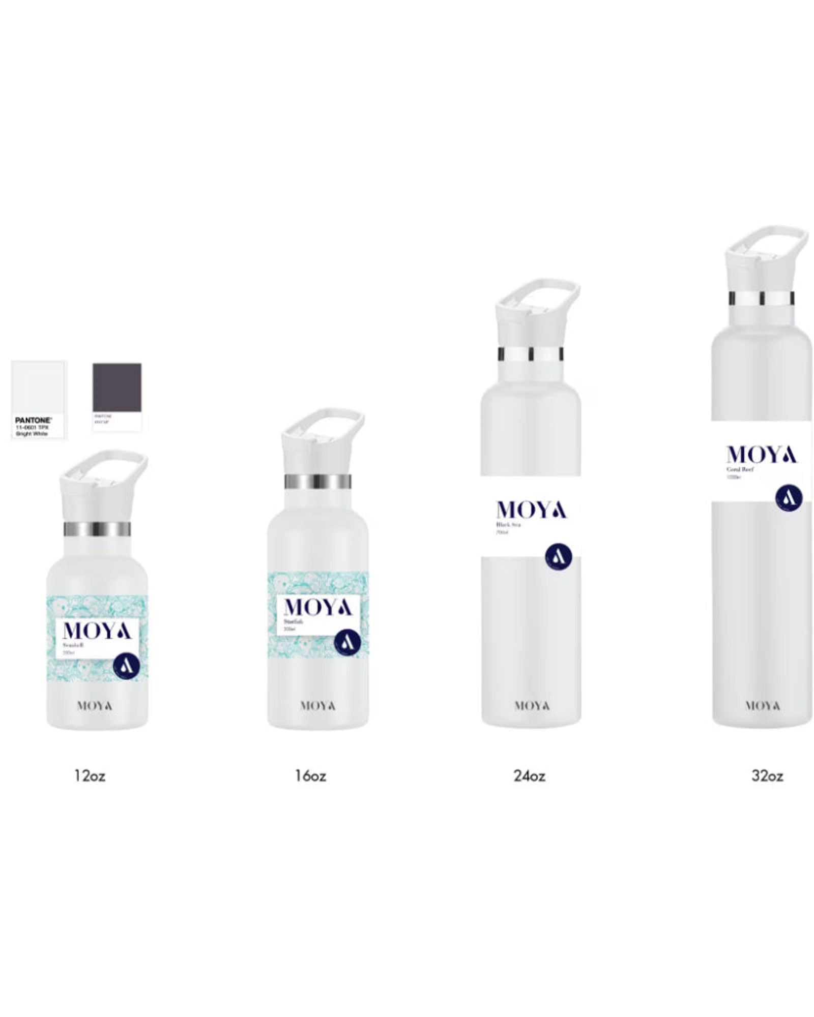 زجاجة مياه مويا "صدفة البحر" المعزولة والمستدامة، سعة 350 مل، باللون الأبيض