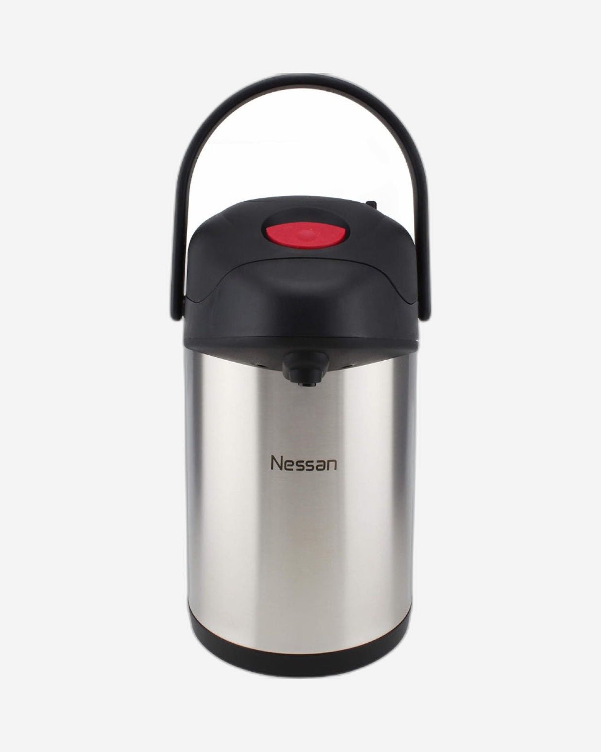 Nessan Insulated Stainless Steel Pump Flask, Silver, 3L | Double Wall Vacuum Insulated Beverage Flask for Hot & Cold Drinks