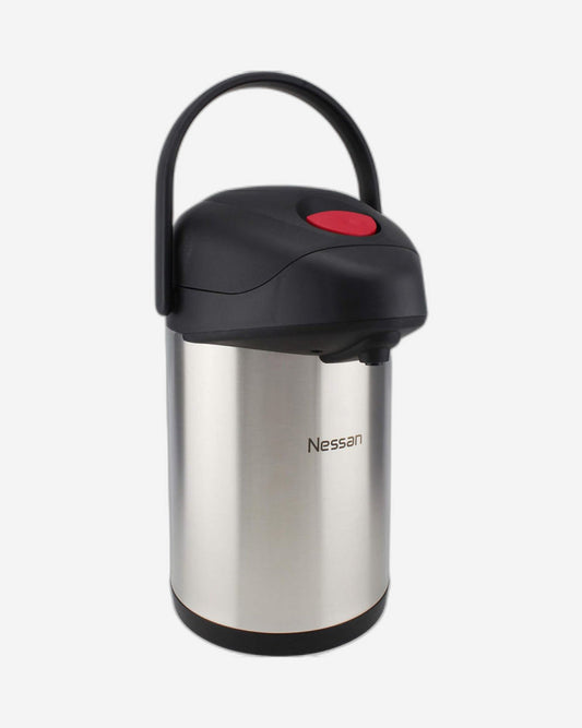 قارورة نيسان المعزولة بمضخة من الفولاذ المقاوم للصدأ، فضية اللون، سعة ٥ لترات | قارورة مشروبات معزولة بتفريغ الهواء مزدوجة الجدار للمشروبات الساخنة والباردة