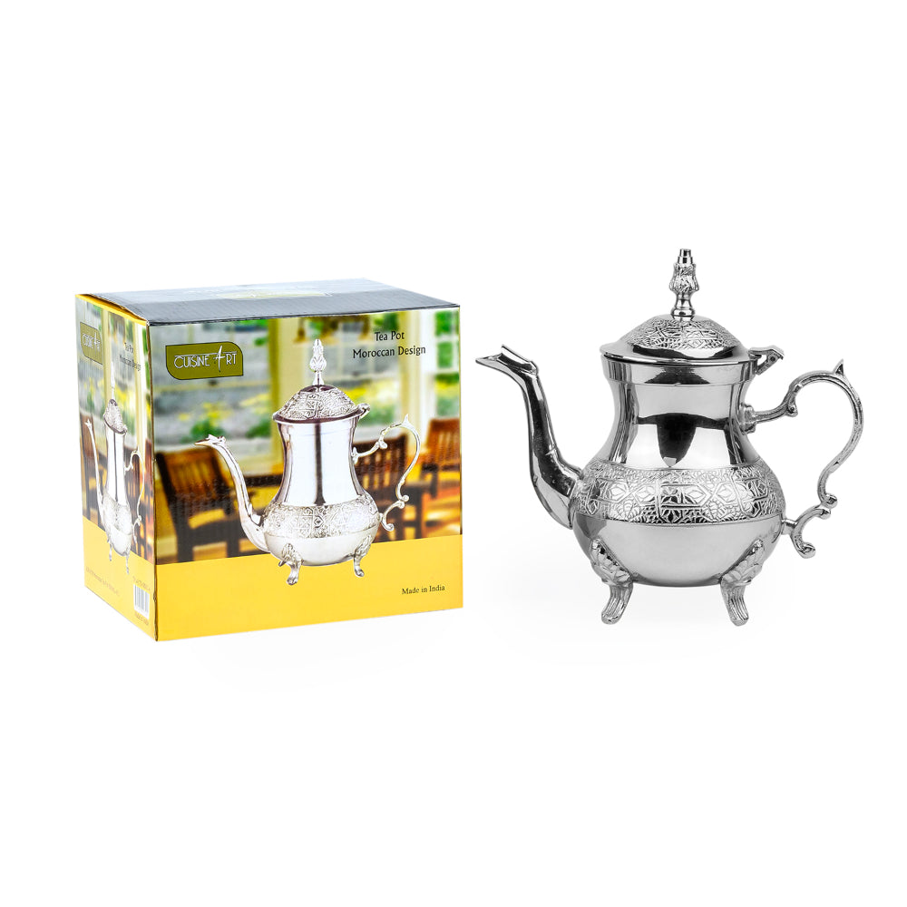 إبريق شاي مغربي من النحاس من كويزين آرت - خيّب، 875 مل، فضي