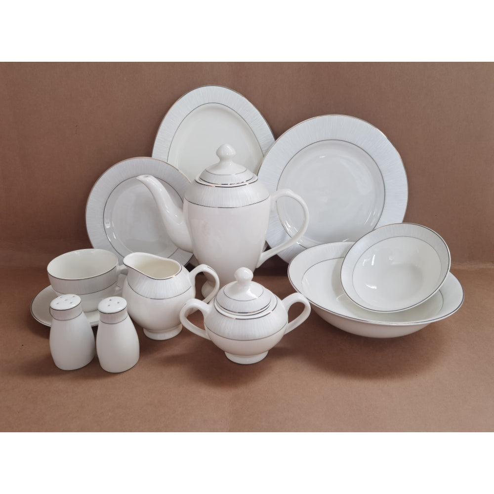 طقم عشاء شالو نيو بون تشاينا - فيليز، 47 قطعة، أبيض