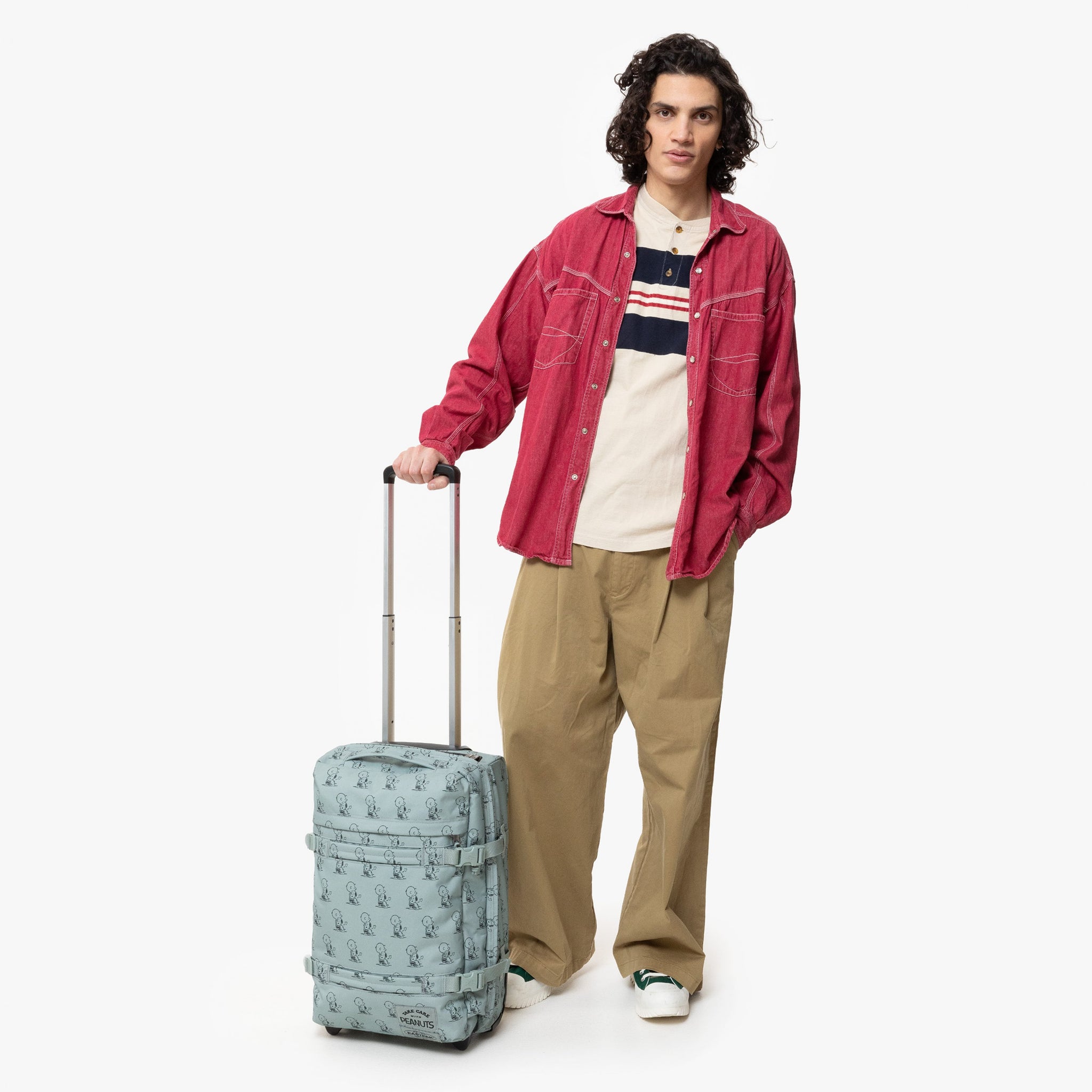 حقيبة سفر إيستباك ترانزيت إس صغيرة ناعمة بنقشة الفول السوداني والنعناع - EK0A5BA76O81