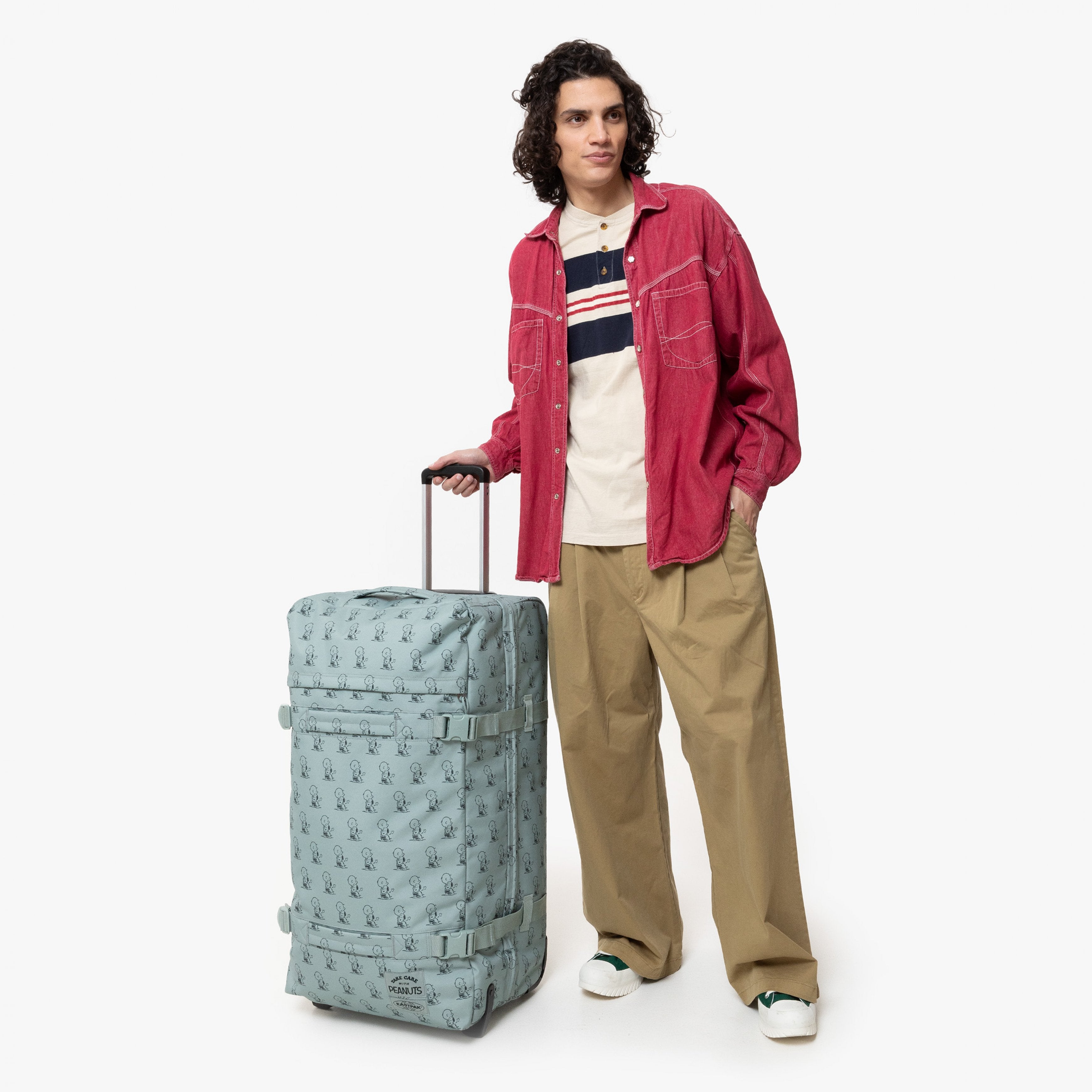 حقيبة سفر إيستباك ترانزيت آر إل كبيرة وناعمة بنقشة الفول السوداني والنعناع - EK0A5BA96O81