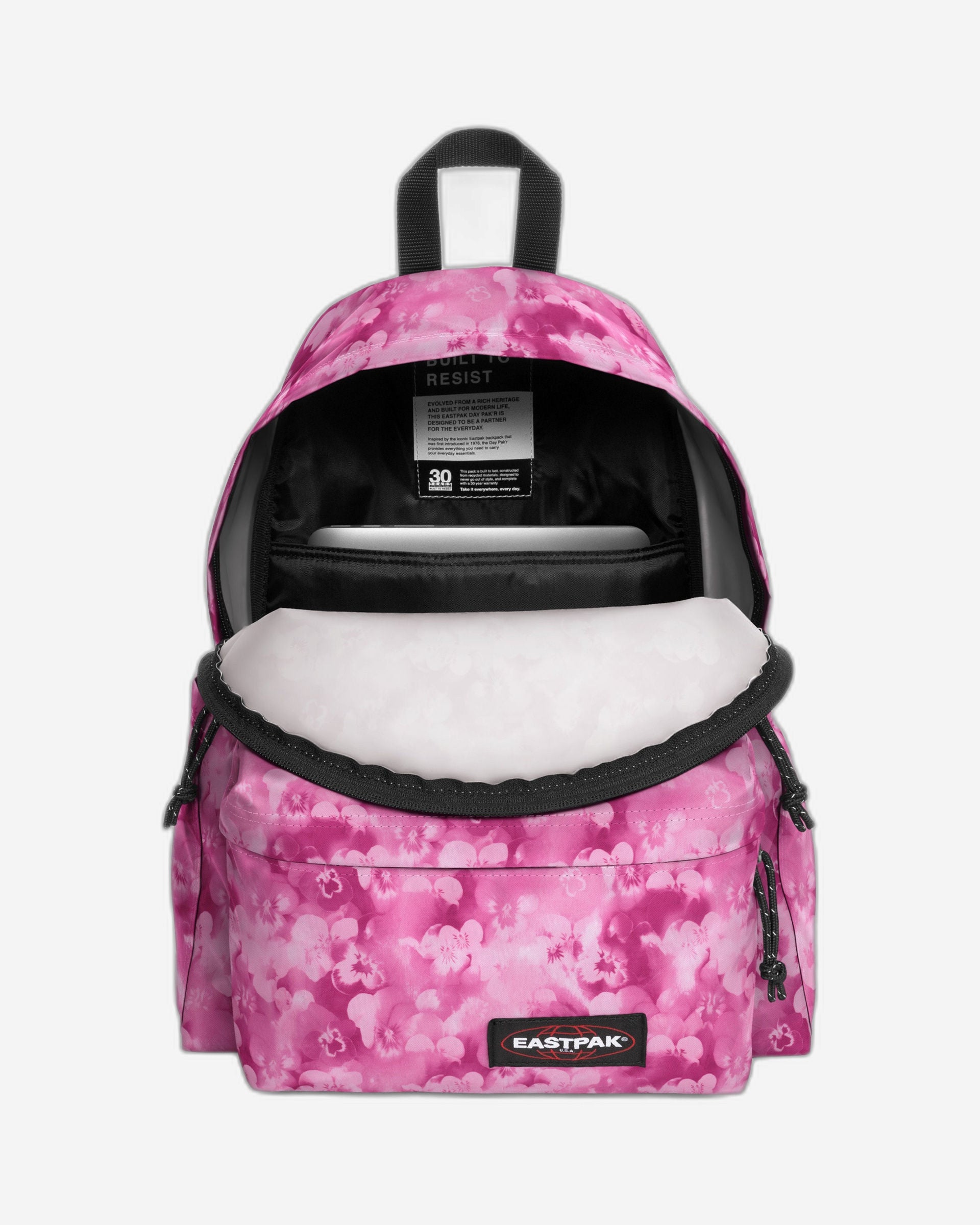 حقيبة ظهر Eastpak Day Pak'R Flowerblur وردية متوسطة الحجم مع حامل زجاجات وجيب للكمبيوتر المحمول - EK0A5BG42O31