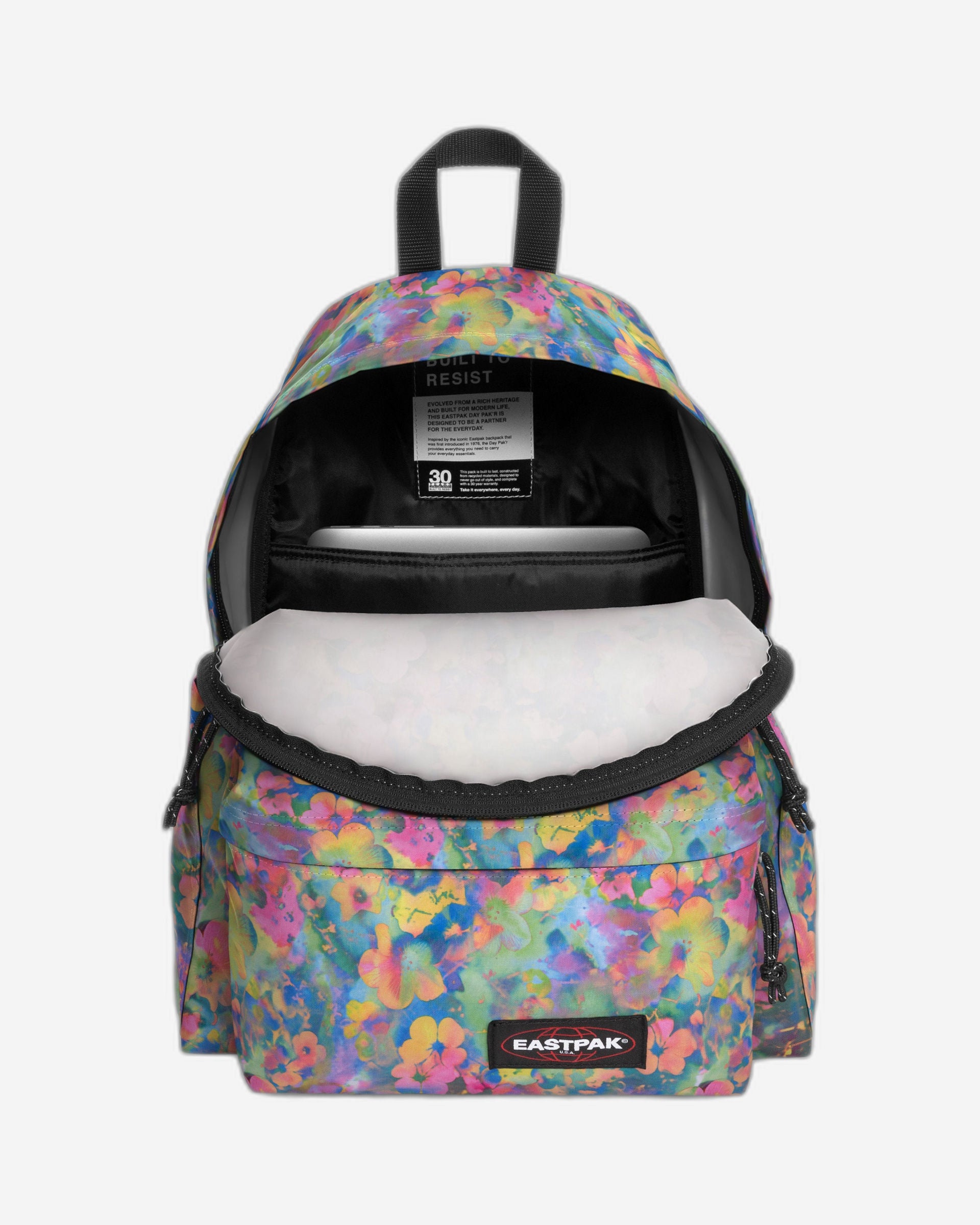 حقيبة ظهر Eastpak Day Pak'R Flowerblur Mix متوسطة الحجم مع حامل زجاجات وجيب للكمبيوتر المحمول - EK0A5BG42O51
